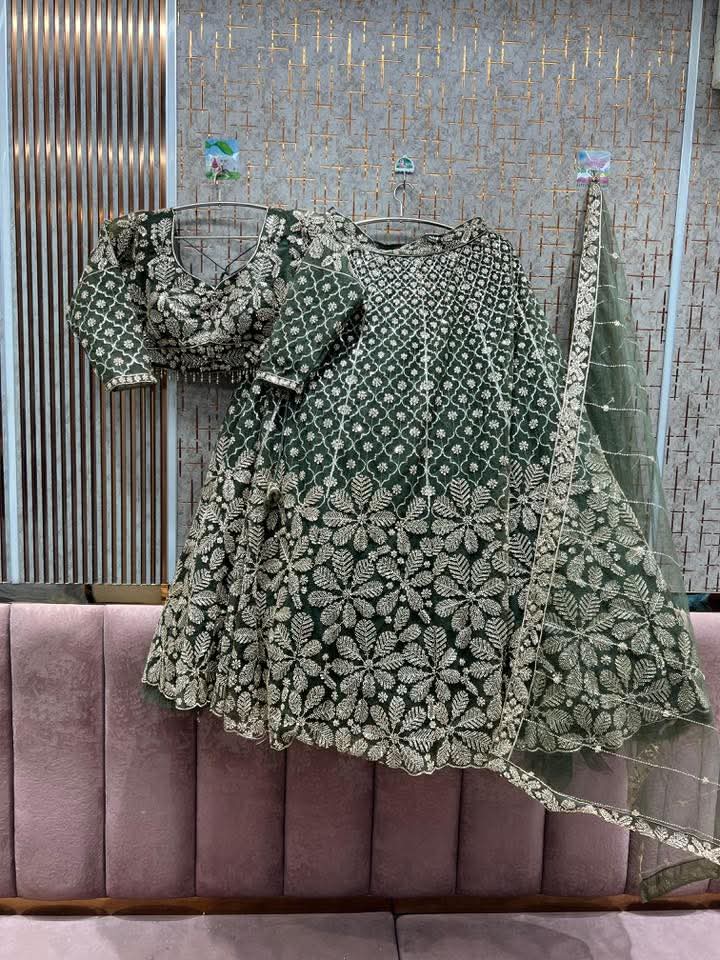 dark-green-heavy-lehenga